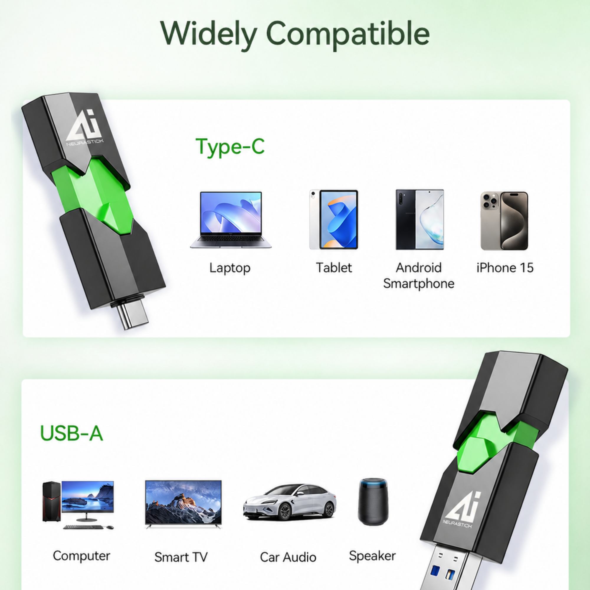 Neurastick compatibility with laptops, tablets, phones, desktops and smart TVs